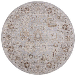 Safavieh Miranda Low-Profile Square Area Rug In Soft Grey & Ivory-Beige Floral Transitional Pattern, Durable Power-Loomed Finish 6'-6" x 6'-6" MRD302F-7SQ