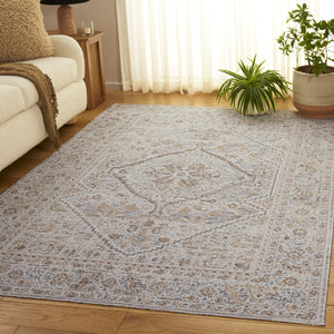 Safavieh Miranda Transitional Turkish Square Rug In Beige Grey-Ivory — Low Profile, Durable Textured Blend 6'-6" x 6'-6" MRD304B-7SQ