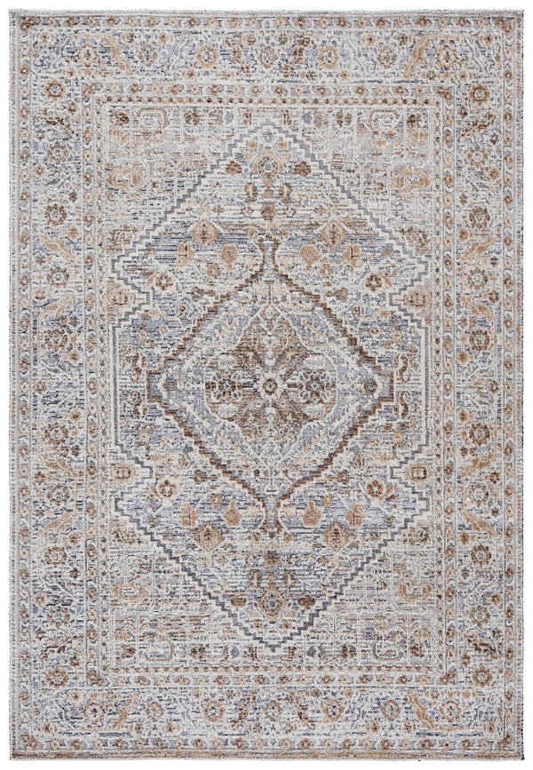 Safavieh Miranda Round Low-Profile Rug In Beige Grey Ivory — Transitional Power-Loomed Turkish Durability & Texture 6'-6" x 6'-6" MRD304B-7R