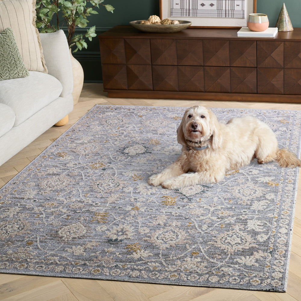 Safavieh Miranda Transitional Floral Rug In Soft Grey Ivory Beige — Power-Loomed Turkey, Low-Profile Durable Elegance 9'-0" x 12'-0" MRD308F-9