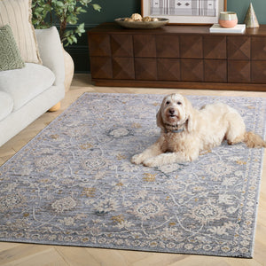 Safavieh Miranda Transitional Floral Rug In Soft Grey Ivory Beige — Power-Loomed Turkey, Low-Profile Durable Elegance 9'-0" x 12'-0" MRD308F-9