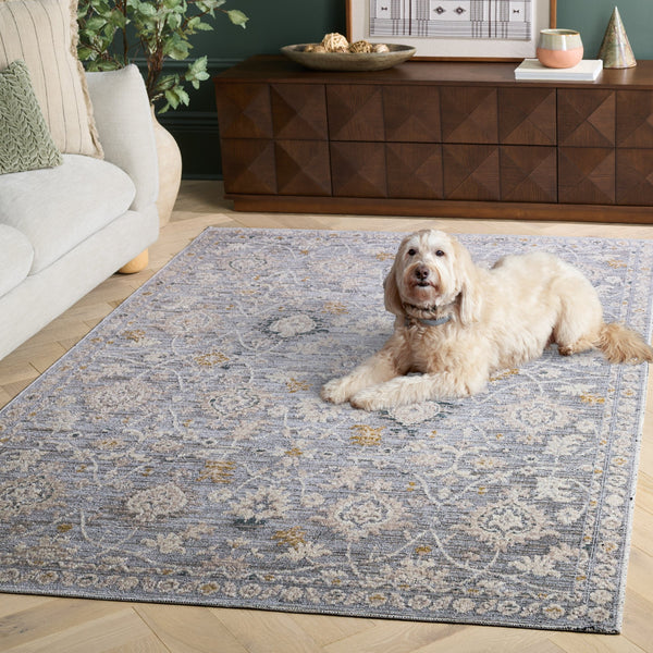 Safavieh Miranda Transitional Floral Rug In Soft Grey Ivory Beige — Power-Loomed Turkey, Low-Profile Durable Elegance 9'-0" x 12'-0" MRD308F-9