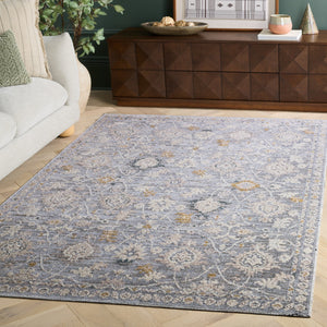 Safavieh Miranda Transitional Floral Rug In Soft Grey Ivory Beige — Power-Loomed Turkey, Low-Profile Durable Elegance 9'-0" x 12'-0" MRD308F-9