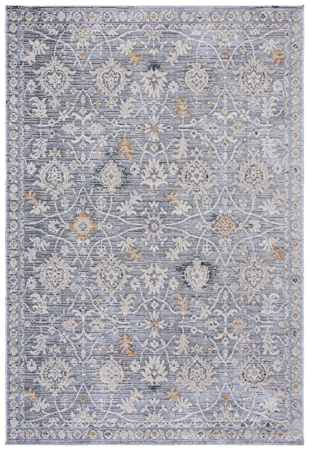 Safavieh Miranda Transitional Gray Ivory Rug With Low Profile Slim Pile, Durable Power-Loomed Turkish Weave 6'-6" x 6'-6" MRD308F-7SQ