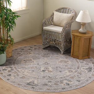 Safavieh Miranda Elegant Grey Ivory Beige Area Rug, Low-Profile Power-Loomed Turkey, Durable Transitional Design 8'-0" x 10'-0" MRD310F-8