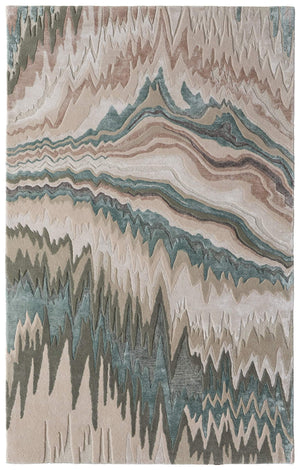 Feizy Rugs Maridian Abstract Area Rug with Painterly Ivory Green Tan Tones for Modern Living Spaces MRD8A70FGRN000E10