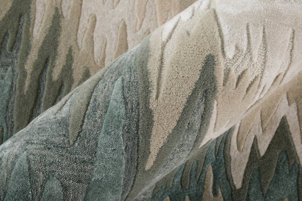 Feizy Rugs Maridian Abstract Area Rug with Painterly Ivory Green Tan Tones for Modern Living Spaces MRD8A70FGRN000E10