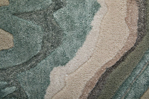 Feizy Rugs Maridian Abstract Area Rug with Painterly Ivory Green Tan Tones for Modern Living Spaces MRD8A70FGRN000E10