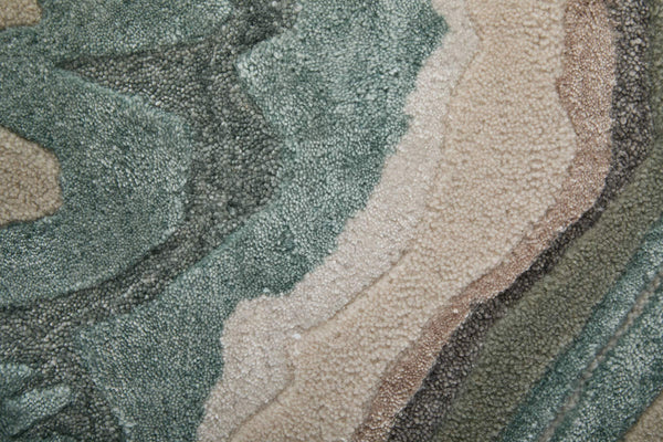 Feizy Rugs Maridian Abstract Area Rug with Painterly Ivory Green Tan Tones for Modern Living Spaces MRD8A70FGRN000E10
