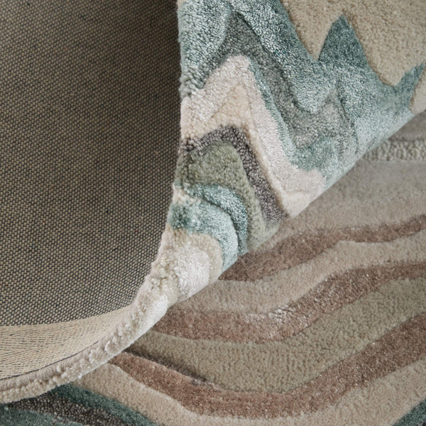 Feizy Rugs Maridian Abstract Area Rug with Painterly Ivory Green Tan Tones for Modern Living Spaces MRD8A70FGRN000E10