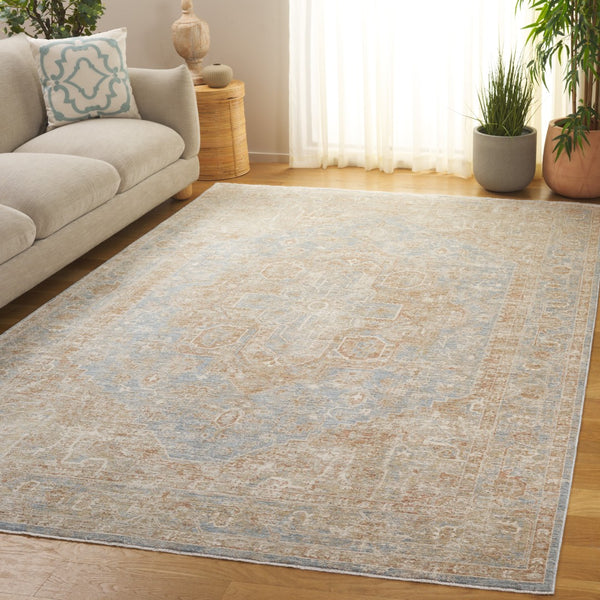 Safavieh Marigold Luxurious Power-loomed Area Rug - Timeless Design, Cozy Comfort For Elegant Interiors Blue ,Beige Polyester Mrg140m-8