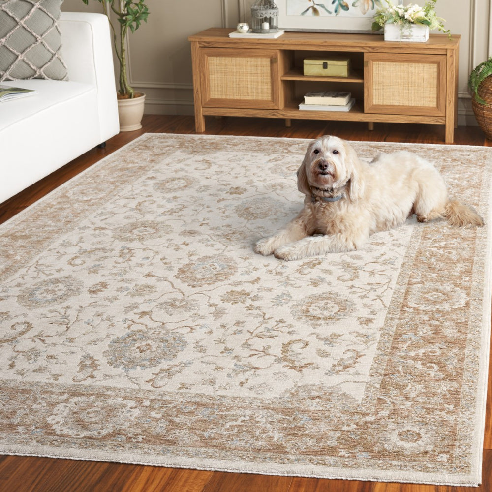 Safavieh Marigold Traditional Area Rug - Luxurious Power Loomed Design, Elegant Floral Motifs For Timeless Charm Ivory ,Rust Polyester Mrg142a-8