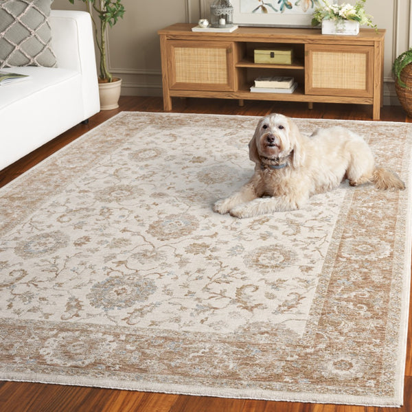 Safavieh Marigold Traditional Area Rug - Luxurious Power Loomed Design, Elegant Floral Motifs For Timeless Charm Ivory ,Rust Polyester Mrg142a-8