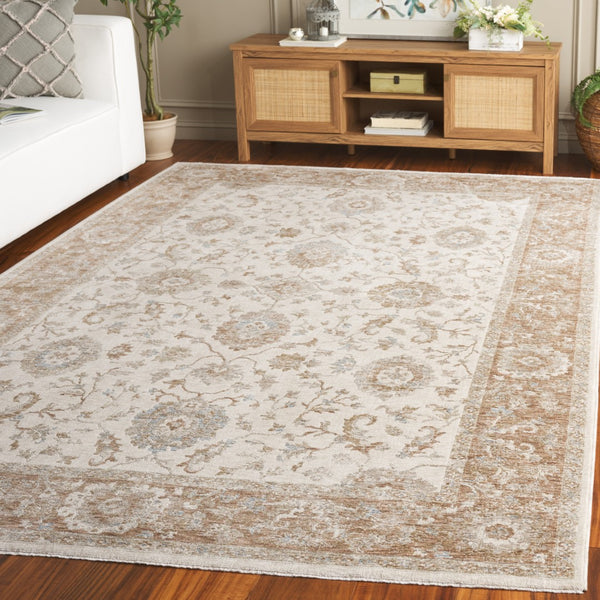 Safavieh Marigold Traditional Area Rug - Luxurious Power Loomed Design, Elegant Floral Motifs For Timeless Charm Ivory ,Rust Polyester Mrg142a-8
