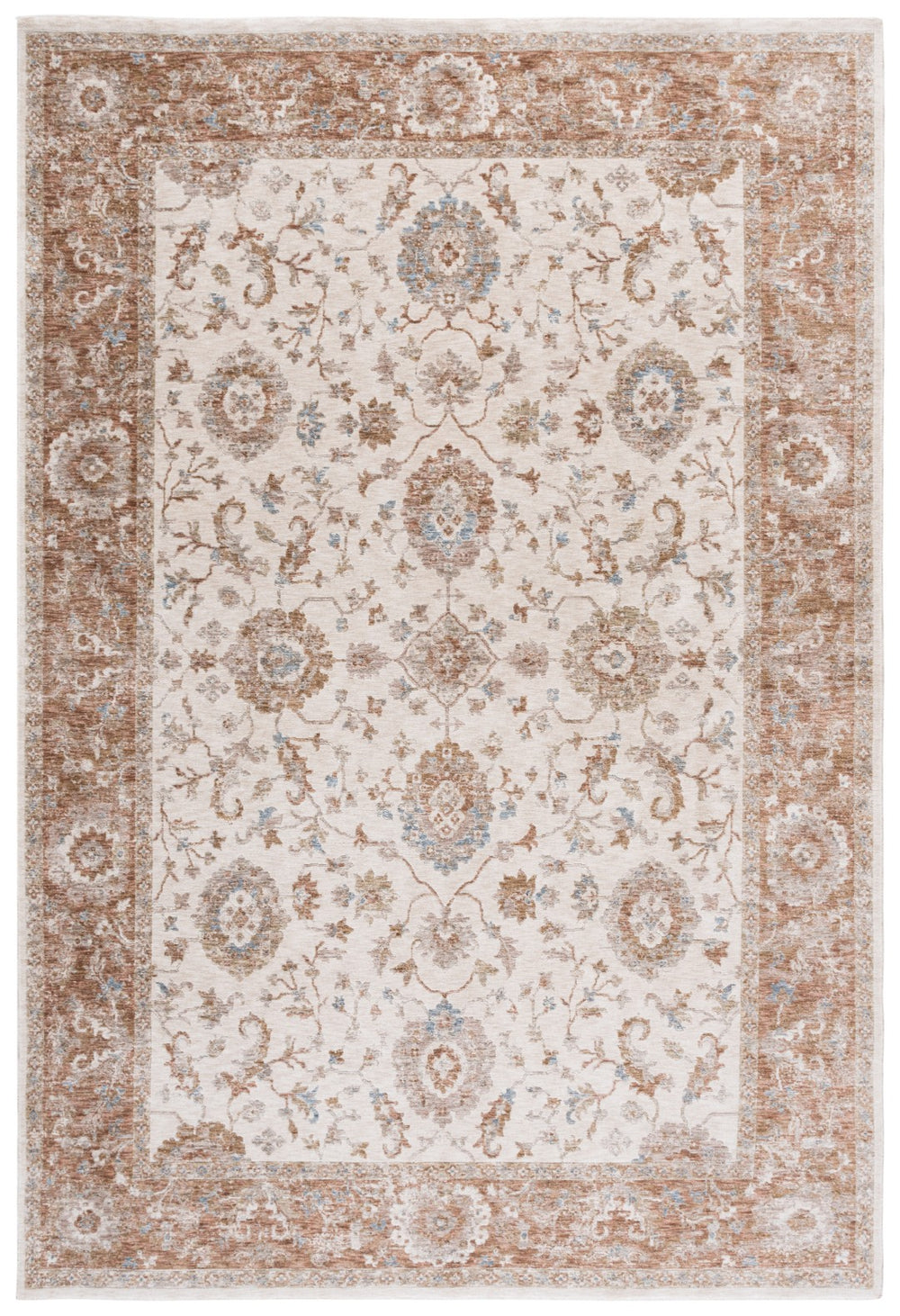 Safavieh Marigold Traditional Area Rug - Luxurious Power Loomed Design, Elegant Floral Motifs For Timeless Charm Ivory ,Rust Polyester Mrg142a-8