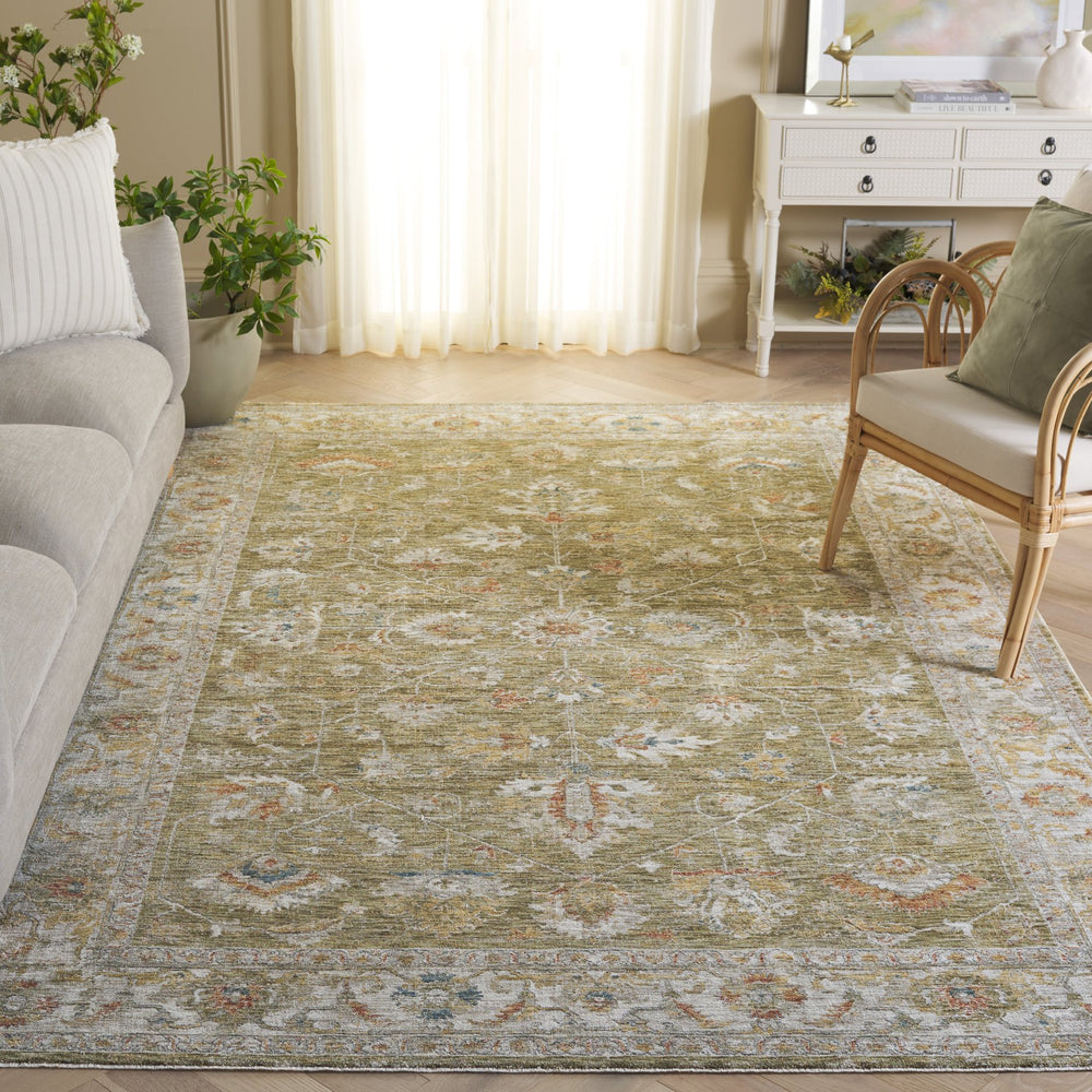 Safavieh Marigold Traditional Floral Area Rug 9X12 In Green & Grey, Low-Profile 3/8" Pile, Durable Power-Loomed MRG144Y-9