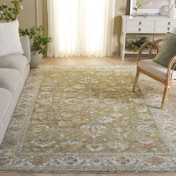 Safavieh Marigold Traditional Floral Area Rug 9X12 In Green & Grey, Low-Profile 3/8" Pile, Durable Power-Loomed MRG144Y-9