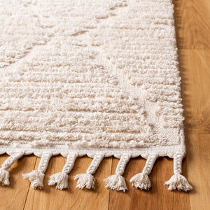 Safavieh Marrakesh Tassel Border Polyester Area Rug Soft Beige Moroccan Style Large Square MRK517C-11SQ