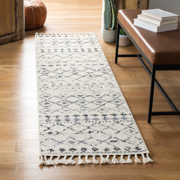 Safavieh Marrakesh Bohemian Ivory Grey Runner Rug – Stylish Durable Design For Hallways & Living Spaces Ivory ,Grey Polypropylene Pile Mrk755a-28