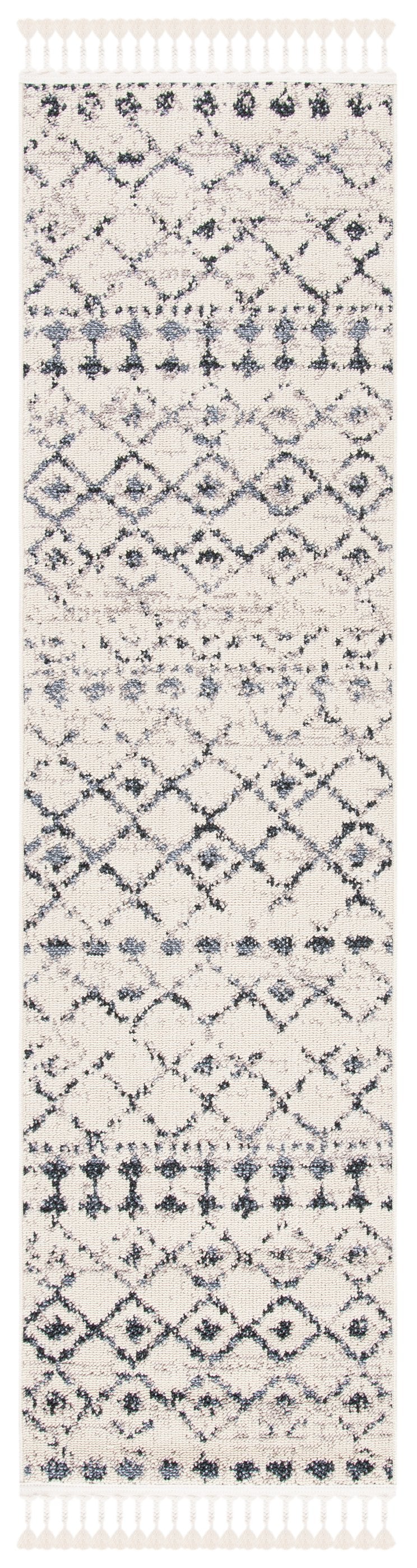 Safavieh Marrakesh Bohemian Ivory Grey Runner Rug – Stylish Durable Design For Hallways & Living Spaces Ivory ,Grey Polypropylene Pile Mrk755a-28