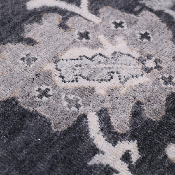 Amer Rugs Marlow Hand-knotted Area Rug With Floral Motifs, Perfect For Modern American Home Decor Style Dark Gray Wool, Raw Handspun Silk Mrl60912