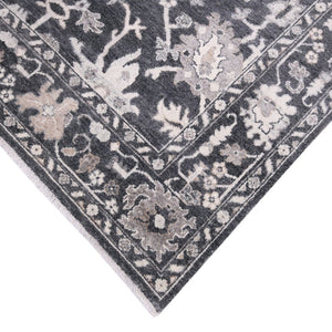 Amer Rugs Marlow Hand-knotted Area Rug With Floral Motifs, Perfect For Modern American Home Decor Style Dark Gray Wool, Raw Handspun Silk Mrl60912