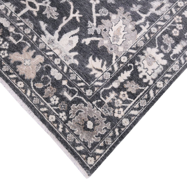 Amer Rugs Marlow Hand-knotted Area Rug With Floral Motifs, Perfect For Modern American Home Decor Style Dark Gray Wool, Raw Handspun Silk Mrl60912