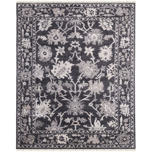 Amer Rugs Marlow Hand-knotted Area Rug With Floral Motifs, Perfect For Modern American Home Decor Style Dark Gray Wool, Raw Handspun Silk Mrl60912