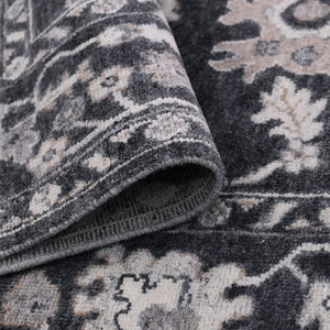 Amer Rugs Marlow Hand-knotted Area Rug With Floral Motifs, Perfect For Modern American Home Decor Style Dark Gray Wool, Raw Handspun Silk Mrl60912