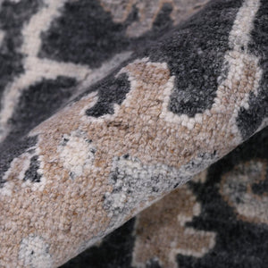 Amer Rugs Marlow Hand-knotted Area Rug With Floral Motifs, Perfect For Modern American Home Decor Style Dark Gray Wool, Raw Handspun Silk Mrl60912