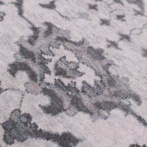 Amer Rugs Marlow Hand-knotted Area Rug With Floral Motifs, Perfect For Modern American Home Decor Style Light Gray Wool, Raw Handspun Silk Mrl70203