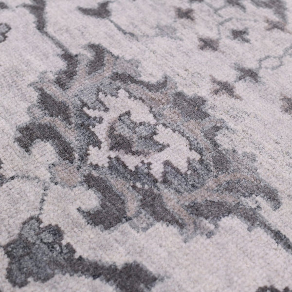 Amer Rugs Marlow Hand-knotted Area Rug With Floral Motifs, Perfect For Modern American Home Decor Style Light Gray Wool, Raw Handspun Silk Mrl70203