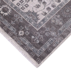 Amer Rugs Marlow Hand-knotted Area Rug With Floral Motifs, Perfect For Modern American Home Decor Style Light Gray Wool, Raw Handspun Silk Mrl70203