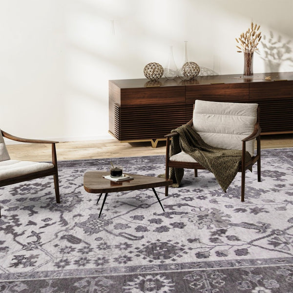 Amer Rugs Marlow Hand-knotted Area Rug With Floral Motifs, Perfect For Modern American Home Decor Style Light Gray Wool, Raw Handspun Silk Mrl70203