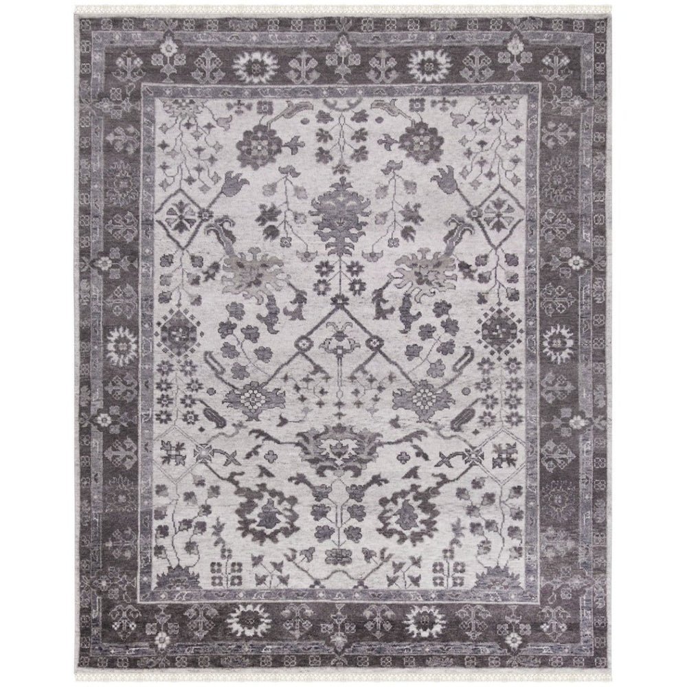Amer Rugs Marlow Hand-knotted Area Rug With Floral Motifs, Perfect For Modern American Home Decor Style Light Gray Wool, Raw Handspun Silk Mrl70203