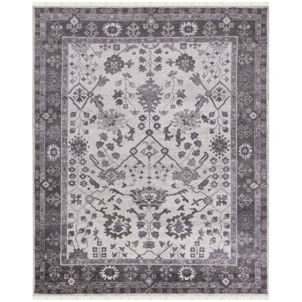 Amer Rugs Marlow Hand-knotted Area Rug With Floral Motifs, Perfect For Modern American Home Decor Style Light Gray Wool, Raw Handspun Silk Mrl70203