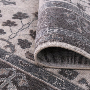 Amer Rugs Marlow Hand-knotted Area Rug With Floral Motifs, Perfect For Modern American Home Decor Style Light Gray Wool, Raw Handspun Silk Mrl70203