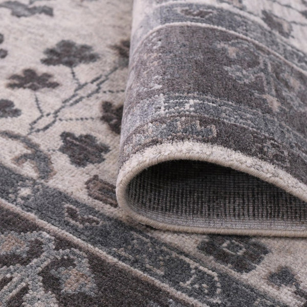 Amer Rugs Marlow Hand-knotted Area Rug With Floral Motifs, Perfect For Modern American Home Decor Style Light Gray Wool, Raw Handspun Silk Mrl70203