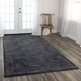 Rizzy Meridian MRN985 Hand Loomed Tone on Tone Recycled Polyester Rug Charcoal 8'9" x 11'9"
