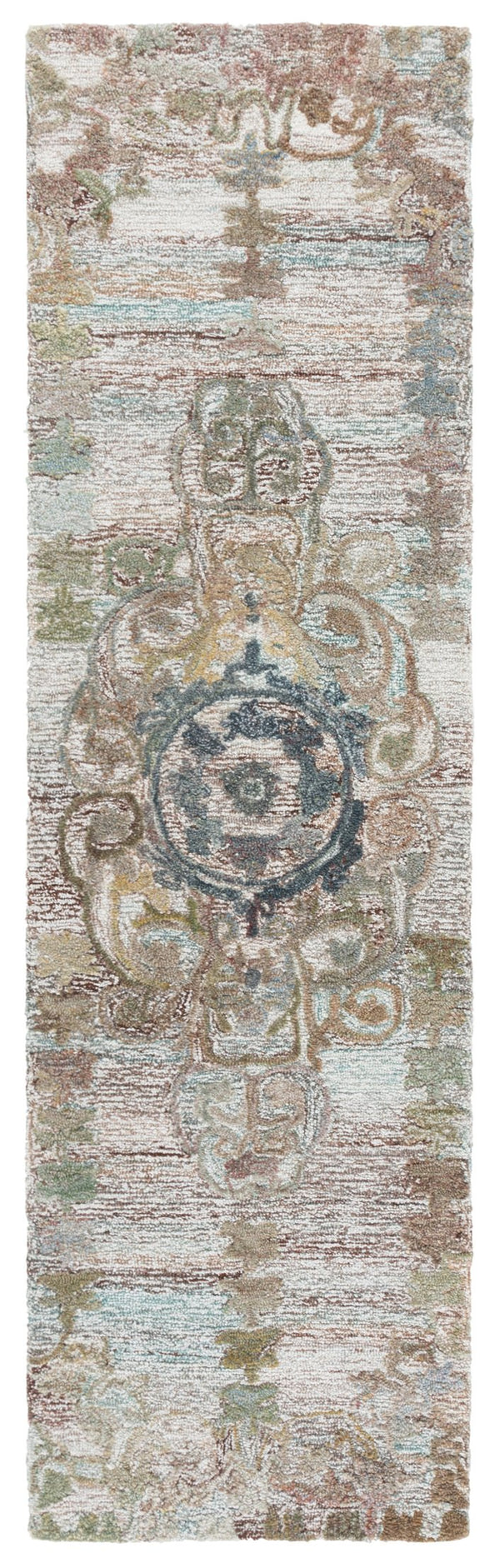 Safavieh Marquee Runner Rug - Hand-tufted Traditional Design For Hallways, Entryways, And Cozy Spaces Green ,Ivory Polyester Pile Mrq103y-28