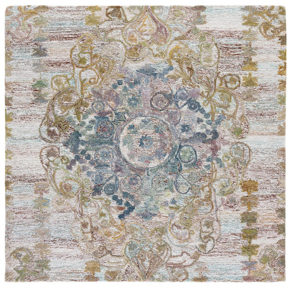 Safavieh Marquee Runner Rug - Hand-tufted Traditional Design For Hallways, Entryways, And Cozy Spaces Green ,Ivory Polyester Pile Mrq103y-6sq