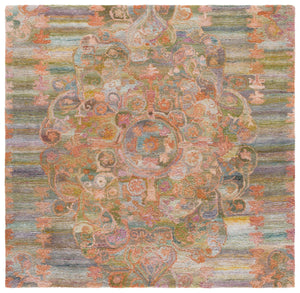 Safavieh Marquee Hand-tufted Runner Rug For Hallway - Elegant, Durable Design In Rich Warm Tones Rust ,Green Polyester Pile Mrq105p-6sq