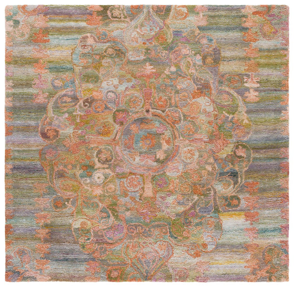 Safavieh Marquee Hand-tufted Runner Rug For Hallway - Elegant, Durable Design In Rich Warm Tones Rust ,Green Polyester Pile Mrq105p-6sq