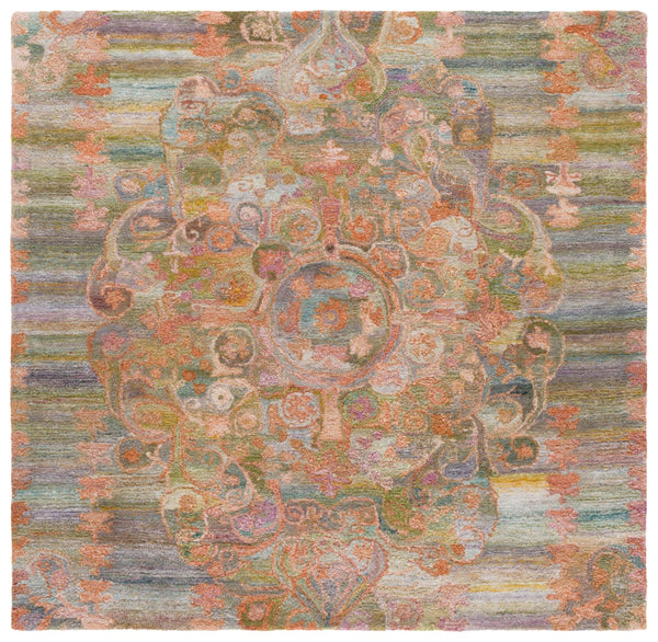 Safavieh Marquee Hand-tufted Area Rug - Elegant Traditional Design, Soft Polyester Pile, Timeless Charm Rust ,Green Polyester Pile Mrq105p-4