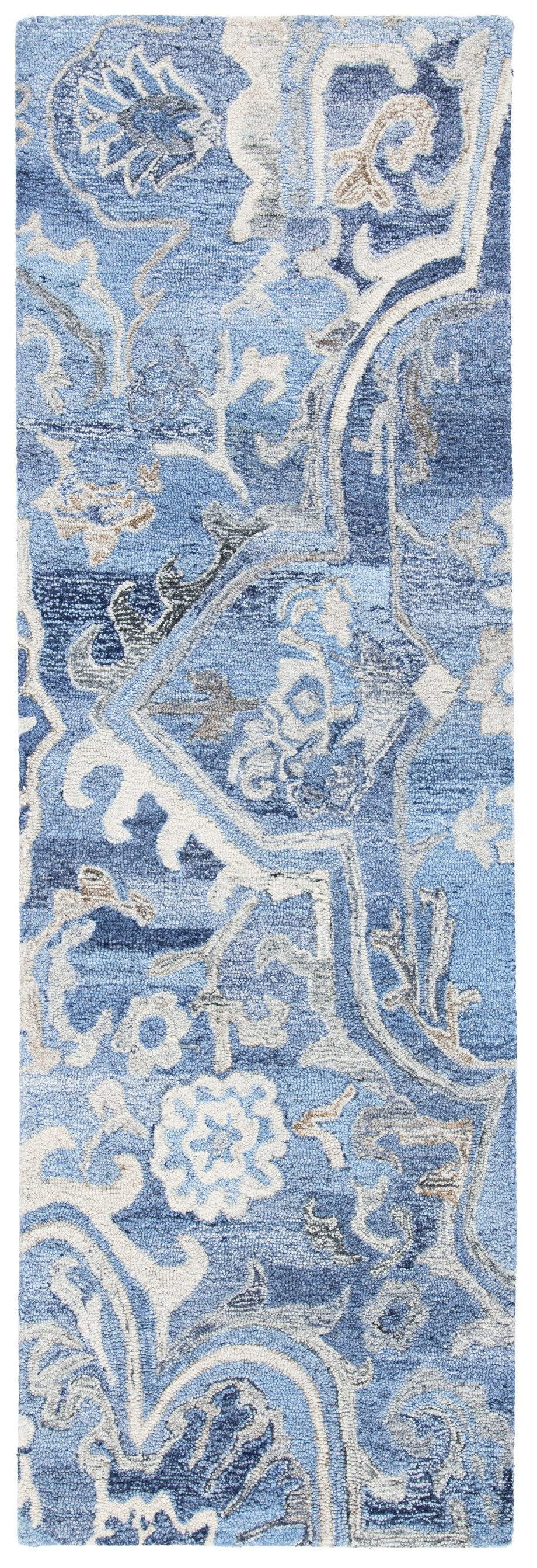 Safavieh Marquee Hand-Tufted Blue-Grey Botanical Floral Rug, Eco-Friendly Recycled Polyester Wool Blend Durable Elegance 3'-0" x 3'-0" MRQ116M-3SQ