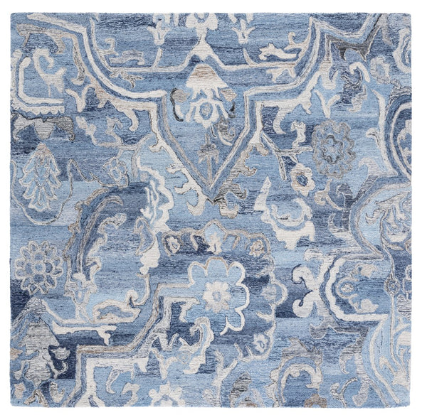 Safavieh Marquee Round Blue Grey Area Rug — Hand-Tufted Recycled-Fiber Blend, Plush 1/2" Pile, Eco-Friendly 5'-0" x 5'-0" MRQ116M-5R