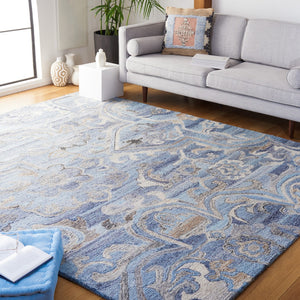 Safavieh Marquee Transitional Area Rug - Large Hand-tufted Design With Eco-friendly Materials And Elegance Blue ,Grey 90% Recycled Polyester And 10% Wool Mrq116m-27