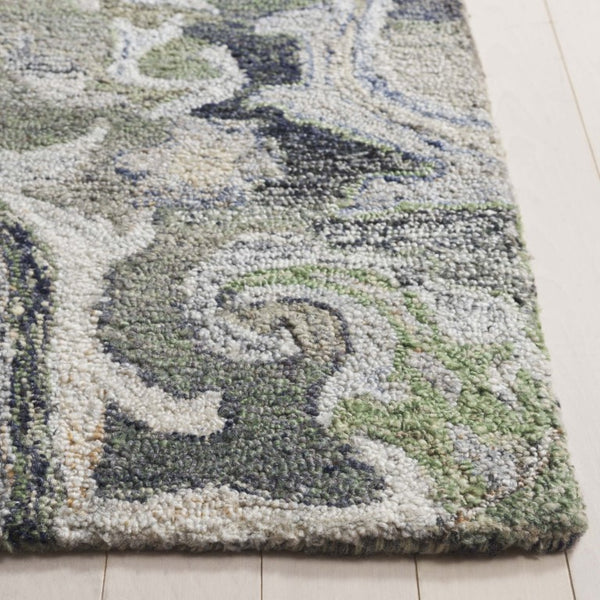 Safavieh Marquee Hand-Tufted Floral Vine Runner Rug in Soft Green Beige for Hallways 2'-3" x 8'-0" MRQ116X-28