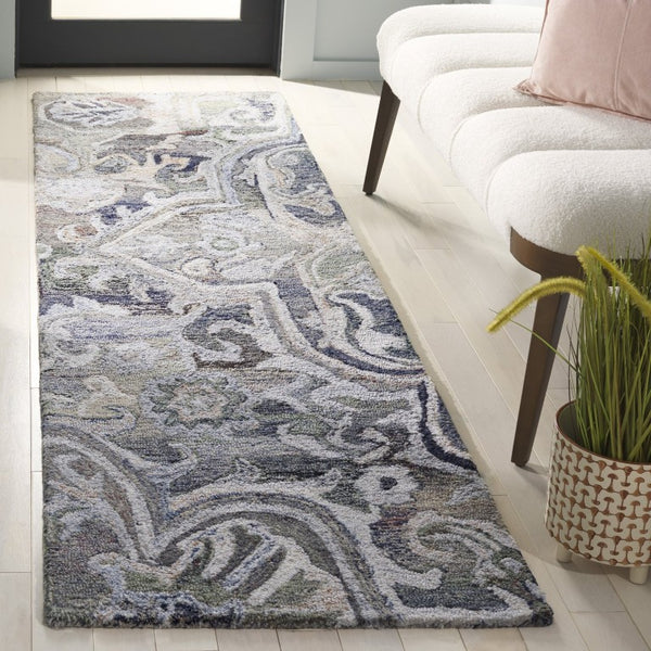 Safavieh Marquee Hand-Tufted Floral Vine Runner Rug in Soft Green Beige for Hallways 2'-3" x 8'-0" MRQ116X-28
