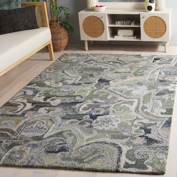 Safavieh Marquee Transitional Area Rug - Large Hand-tufted Design With Eco-friendly Materials And Elegance Light Green ,Beige 90% Recycled Polyester And 10% Wool Mrq116x-6